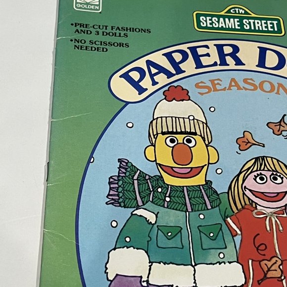 Vintage 1984 Golden Sesame Street Paper Doll Book Season Bert Ernie Prairie Dawn - Picture 2 of 16